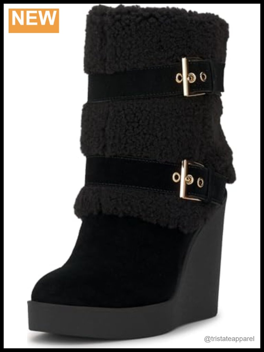 Leather Ankle Booties with Wedge Heel Round Toe Zip Closure Women's Shoes